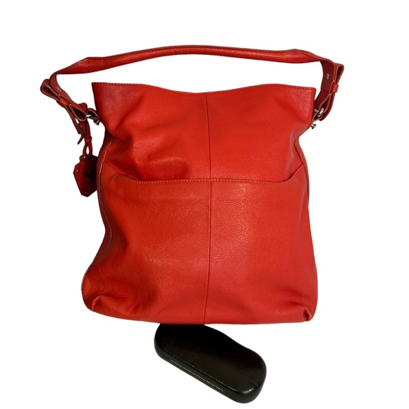29. XX Maxx NY Large Shoulder Hobo Bag Hot Red Cowhide Leather - Picture 4 of 14